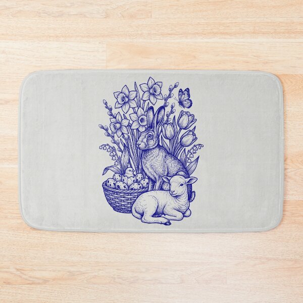 Item preview, Navy Blue Easter Nature - Vintage Blueprint Style designed and sold by DigitalGlade.