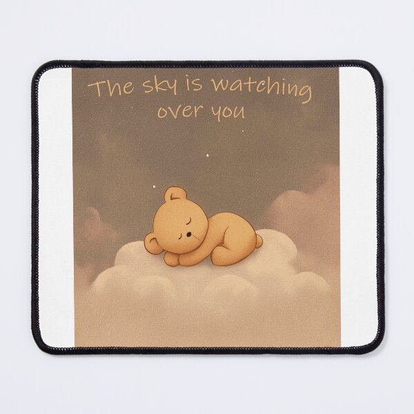 Item preview, A sleepy children’s art print illustration of a small teddy bear curled up asleep on a soft cloud, limbs loosely resting designed and sold by JosephineJosipa.