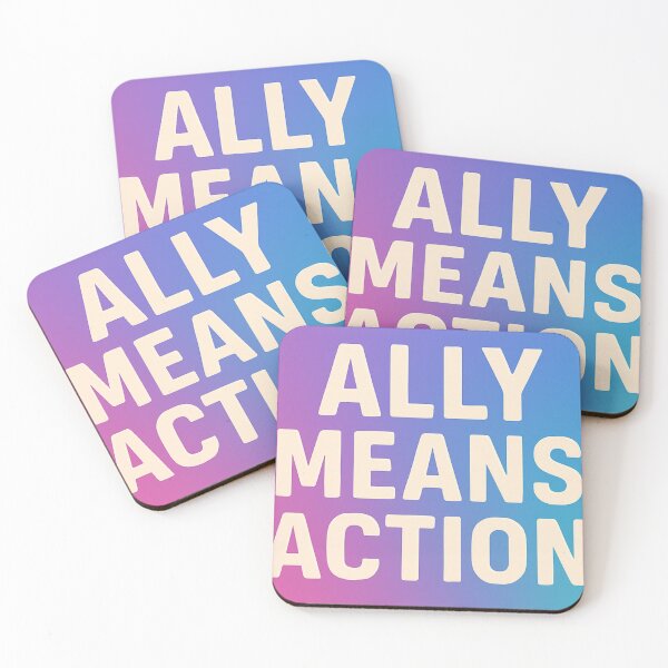 Item preview, Ally Means Action – Bold Gradient Advocacy Slogan for LGBTQ+ Support designed and sold by Langlearn Spatial.
