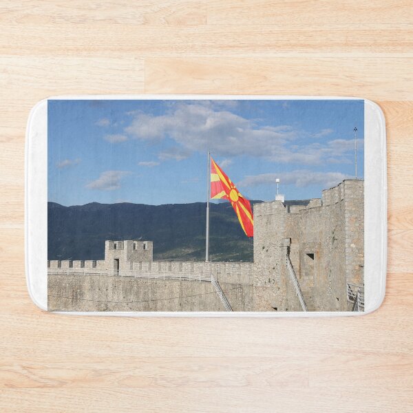Item preview, Macedonian flag on Samuel's Fortress in Ohrid, North Macedonia  designed and sold by goceris.