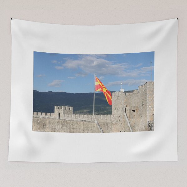 Item preview, Macedonian flag on Samuel's Fortress in Ohrid, North Macedonia  designed and sold by goceris.