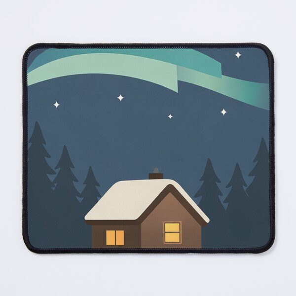 Item preview, Cozy Cabin Under Aurora Minimal Night Forest designed and sold by Fernova.