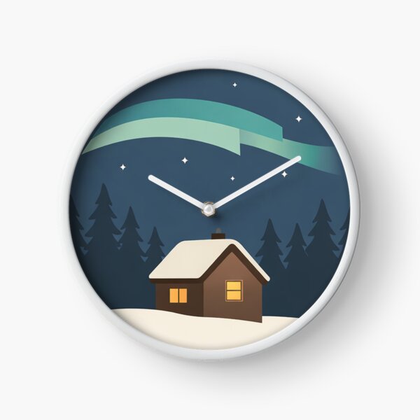 Item preview, Cozy Cabin Under Aurora Minimal Night Forest designed and sold by Fernova.