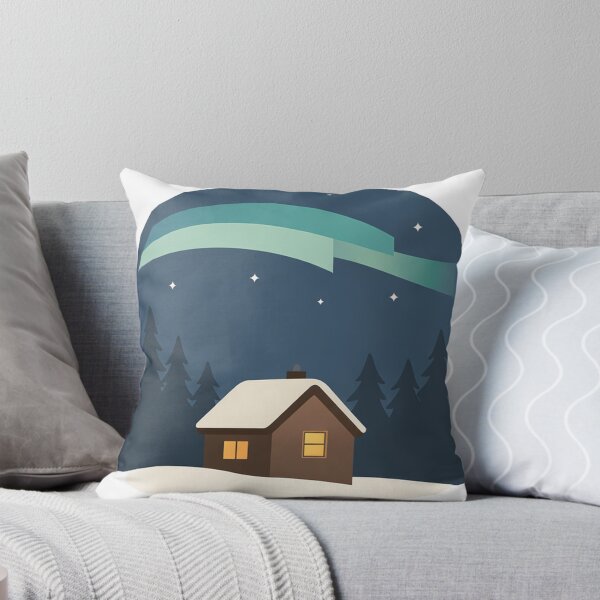 Item preview, Cozy Cabin Under Aurora Minimal Night Forest designed and sold by Fernova.