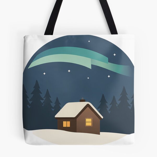 Item preview, Cozy Cabin Under Aurora Minimal Night Forest designed and sold by Fernova.