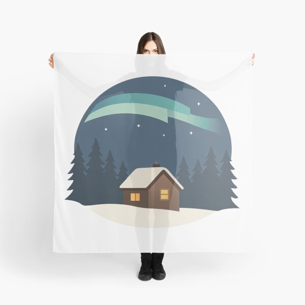 Item preview, Cozy Cabin Under Aurora Minimal Night Forest designed and sold by Fernova.