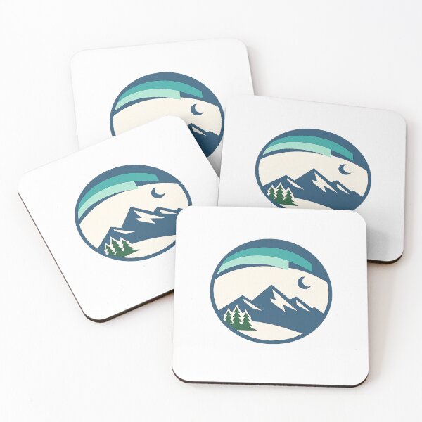 Item preview, Aurora Mountain Badge Minimal Nordic Emblem designed and sold by Fernova.
