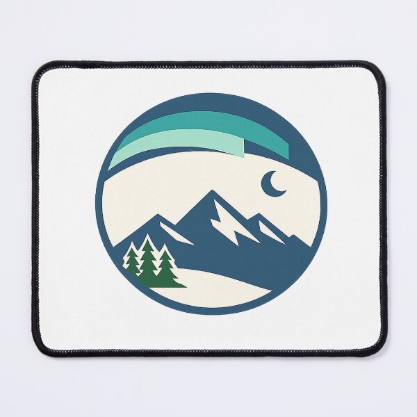 Item preview, Aurora Mountain Badge Minimal Nordic Emblem designed and sold by Fernova.