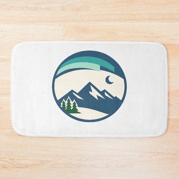 Item preview, Aurora Mountain Badge Minimal Nordic Emblem designed and sold by Fernova.