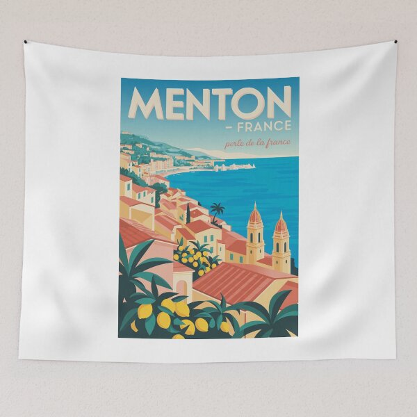 Item preview, Menton France Vintage Travel  designed and sold by TulipaGraphics.