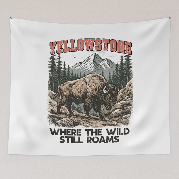 Item preview, Bison Yellowstone Where The Wild Still Roams Vintage Wildlife designed and sold by MuniraWearify.