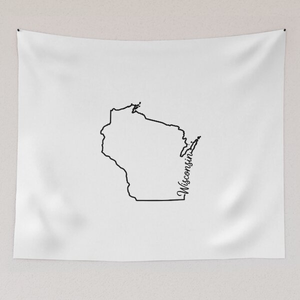 Item preview, Wisconsin State Outline – Minimal Script Typography Line Art  designed and sold by Paper Drip.