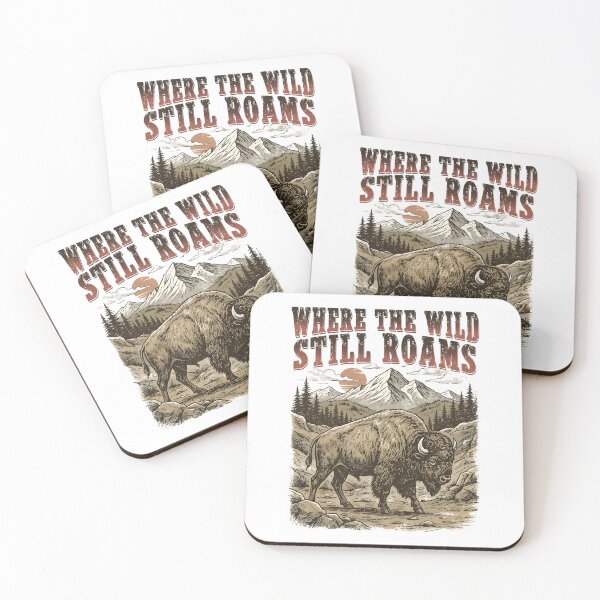 Item preview, Bison Where The Wild Still Roams Wilderness Mountain Scene designed and sold by MuniraWearify.