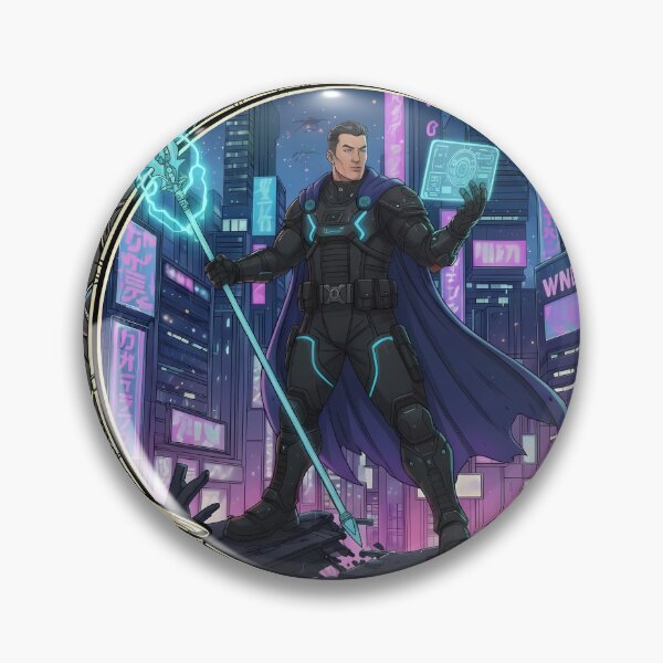 Item preview, Cyberpunk Wizen-Lance Tech Mage Emblem designed and sold by Ekracreatives.