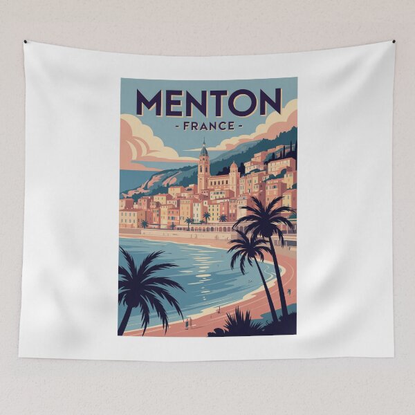 Item preview, Menton France Vintage Travel  designed and sold by TulipaGraphics.