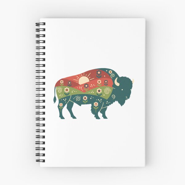 Item preview, Bison Silhouette with Floral Hills – Scandinavian Folk Art by heidiannemorris © designed and sold by FOLK ART FUSION by heidiannemorris.