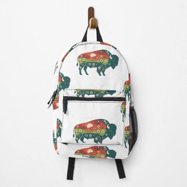 Item preview, Bison Silhouette with Floral Hills – Scandinavian Folk Art by heidiannemorris © designed and sold by FOLK ART FUSION by heidiannemorris.