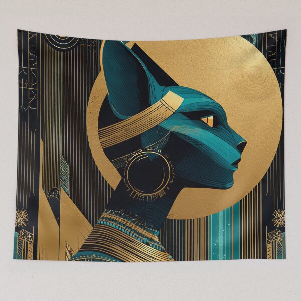 Item preview, Bastet Goddess Profile Bust | Egyptian Revival Art Deco Nouveau | Luxury Gallery Art Print designed and sold by Vintage Poster Gallery.