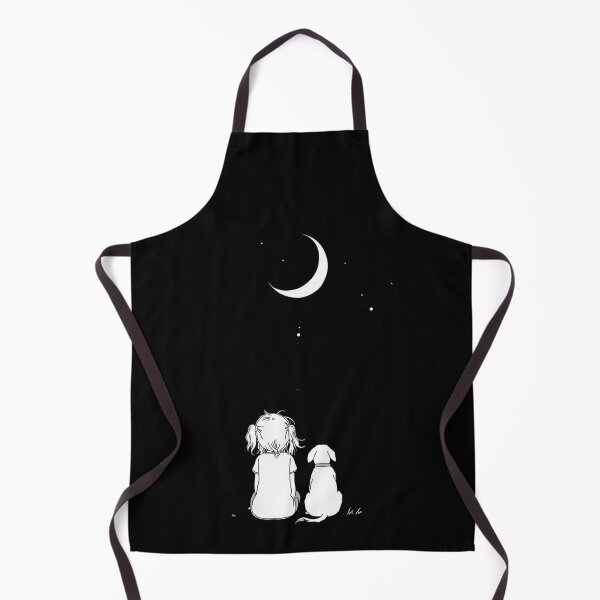 Item preview, Minimalist Girl & Dog Under Crescent Moon – Starry Night Silhouette Art designed and sold by PixelVibe782.