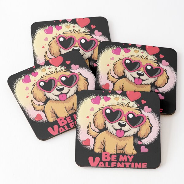 Item preview, Be My Valentine Cute Puppy with Heart Glasses  designed and sold by GiftLore Studio.
