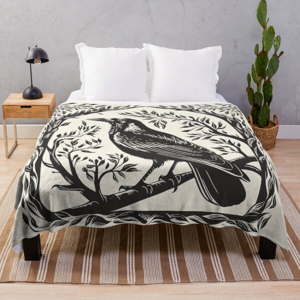Item preview, Raven Folk Art Gothic Botanical Bird Crowcore designed and sold by Y-Vibes.