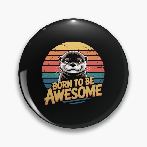 Item preview, Born to Be Awesome – Cute Otter Retro Sunset T-Shirt designed and sold by KiciKi.
