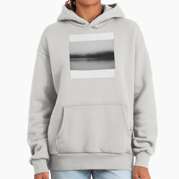 Misty River Landscape - Black & White Ozark Fog Premium Oversized Hoodie