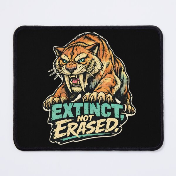 Item preview, Extinct Not Erased Saber Tooth Tiger Vintage Graphic - Retro Prehistoric Predator Roar Art - Fierce Smilodon Ice Age Strength Quote - Primal Legacy Tribal Streetwear - Ancient Beast Warrior Design designed and sold by Vivaan Studio.