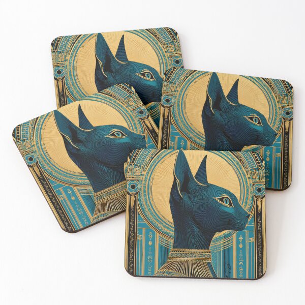 Item preview, Bastet Cat Goddess Profile Bust | Egyptian Revival Art Deco Nouveau | Luxury Gallery Art Print designed and sold by Vintage Poster Gallery.