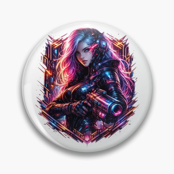 Item preview, Cyberpunk Cyborg Girl – Neon Futuristic Logo designed and sold by Cheperju.