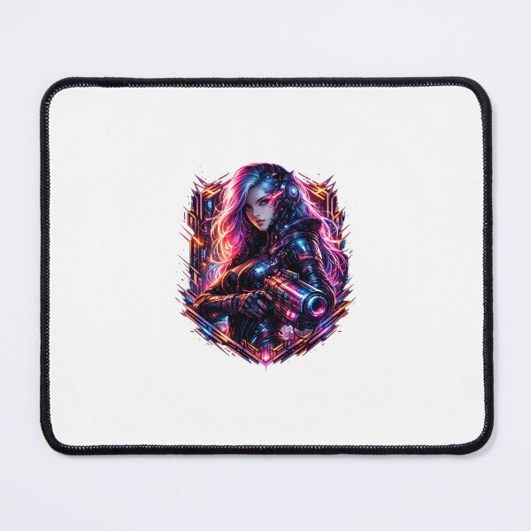 Item preview, Cyberpunk Cyborg Girl – Neon Futuristic Logo designed and sold by Cheperju.