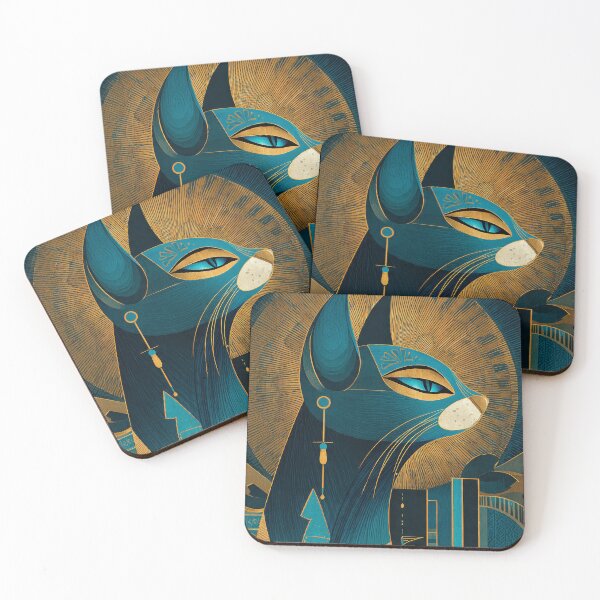 Item preview, Bastet Cat Goddess Profile Bust | Egyptian Revival Art Deco Nouveau | Luxury Gallery Art Print designed and sold by Vintage Poster Gallery.