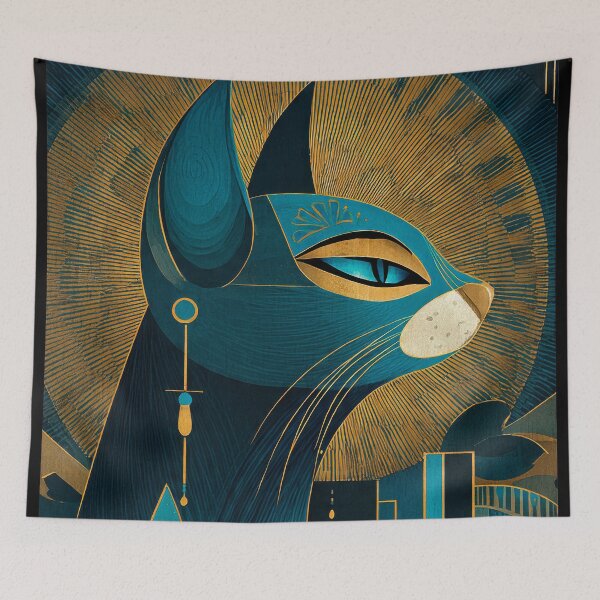 Item preview, Bastet Cat Goddess Profile Bust | Egyptian Revival Art Deco Nouveau | Luxury Gallery Art Print designed and sold by Vintage Poster Gallery.