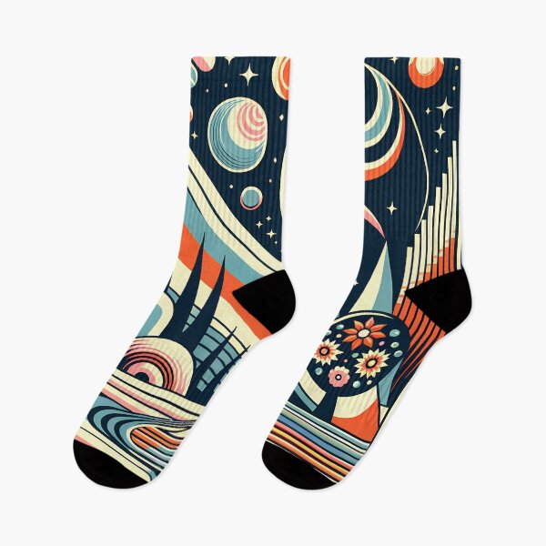 Item preview, Retro Space Landscape with Planets and Geometric Peaks designed and sold by InkSmithery.