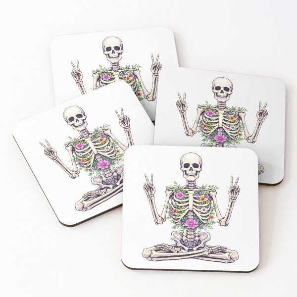 Item preview, Meditating Skeleton – Peace & Zen with floral energy designed and sold by ExpertEsche.
