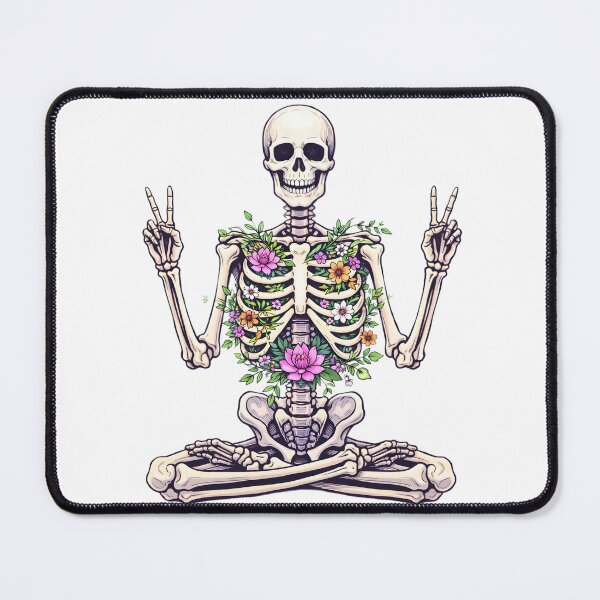 Item preview, Meditating Skeleton – Peace & Zen with floral energy designed and sold by ExpertEsche.