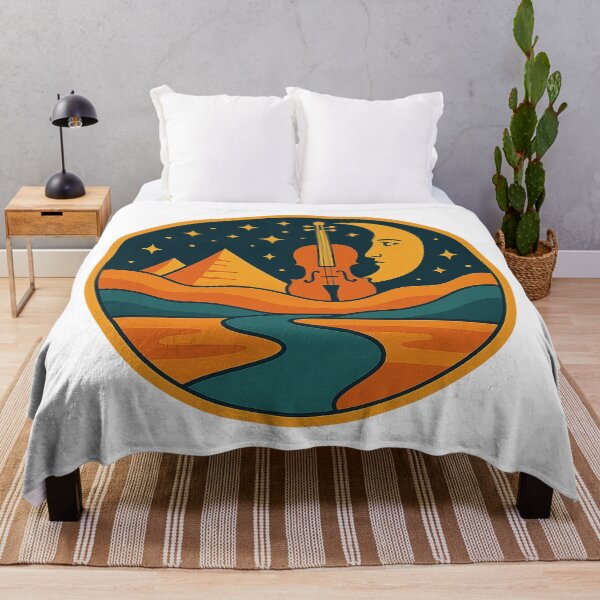 Item preview, Surreal Violin Desert with Moon and Pyramids designed and sold by chromatalove.