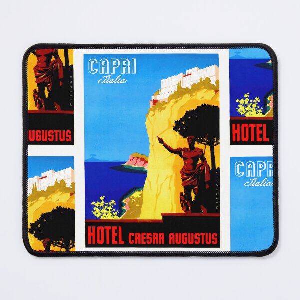 Item preview, Vintage Art Deco Travel Poster | Hotel Caesar Augustus in Capri Italy | Bold Colors & Elegant Typography designed and sold by artofuniverse.