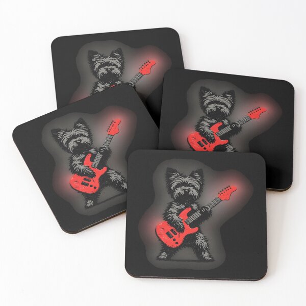 Item preview, Funny Yorkie Dog Playing Guitar - Rock Guitar Dog With Red Electric Guitar designed and sold by Aesthetic-Avenue.