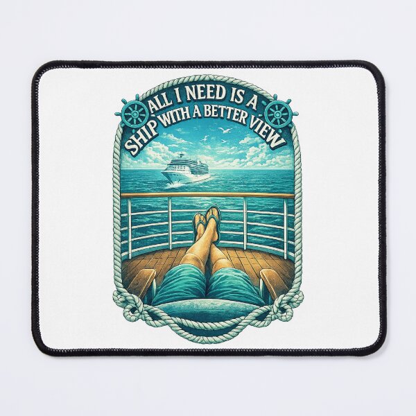 Item preview, All I Need Is a Ship With a Better View – Nautical Cruise Deck Ocean Quote Art designed and sold by TerScott.