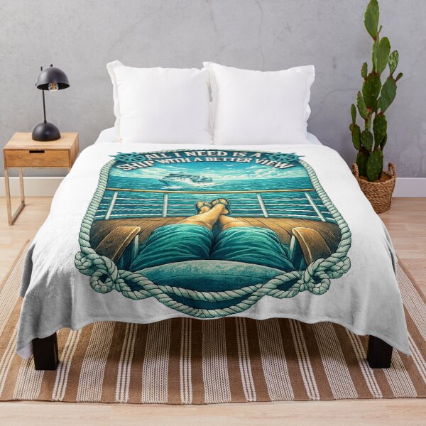 Item preview, All I Need Is a Ship With a Better View – Nautical Cruise Deck Ocean Quote Art designed and sold by TerScott.
