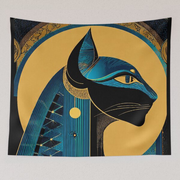 Item preview, Bastet Cat Goddess Profile Bust | Egyptian Revival Art Deco Nouveau | Luxury Gallery Art Print designed and sold by Vintage Poster Gallery.