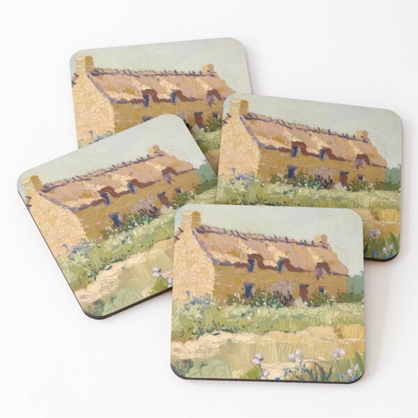 Item preview, Rustic French Stone Cottage Painting | Countryside Home Landscape Art designed and sold by CARRAANN.