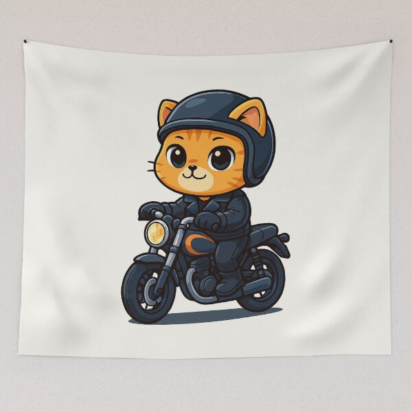 Item preview, Cute Biker Cat Cartoon designed and sold by HoopeStylee.