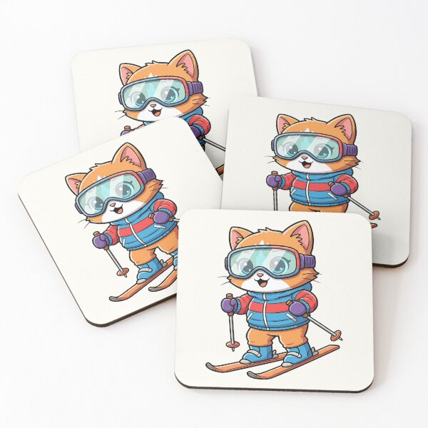 Item preview, Cute Skiing Cat Cartoon designed and sold by HoopeStylee.