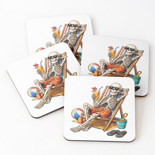 Item preview, Chilling skeleton on the beach – Summer vibes & dark humor designed and sold by ExpertEsche.