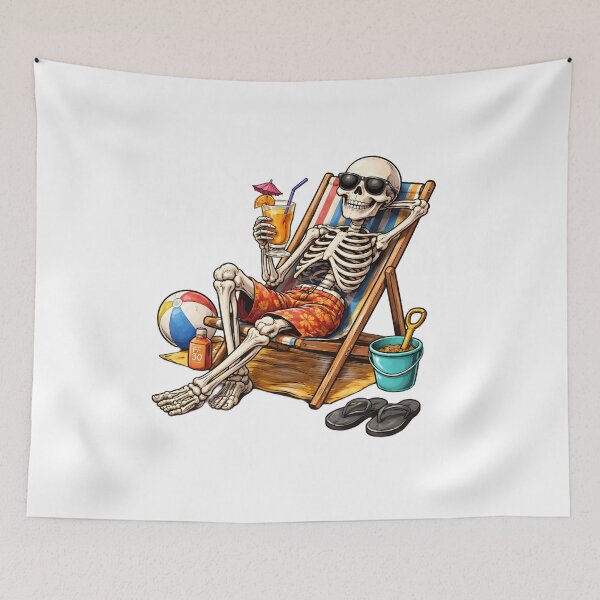 Item preview, Chilling skeleton on the beach – Summer vibes & dark humor designed and sold by ExpertEsche.