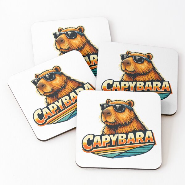 Item preview, Capybara With Sunglasses Retro Vintage Logo designed and sold by RetroPop23.