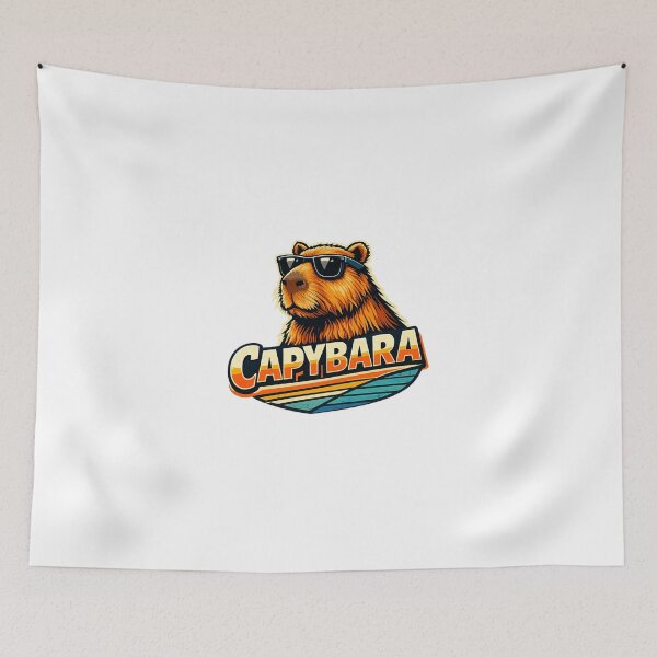 Item preview, Capybara With Sunglasses Retro Vintage Logo designed and sold by RetroPop23.