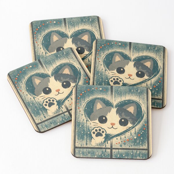 Item preview, Vintage Ukiyo-e Cat Paw Window – Japanese Woodblock Valentine Night designed and sold by Planthem.